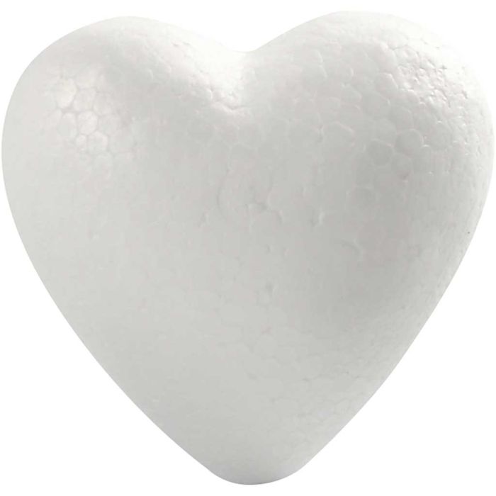 Corazones de poliestireno, A: 8 cm, P: 4,5 cm, blanco, 50 ud/ 1 paquete