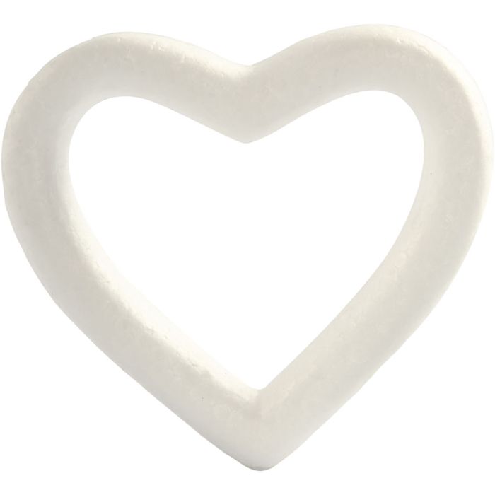 Corazón de poliestireno, A: 12,5 cm, P: 2,5 cm, A: 13,5 cm, blanco, 1 ud