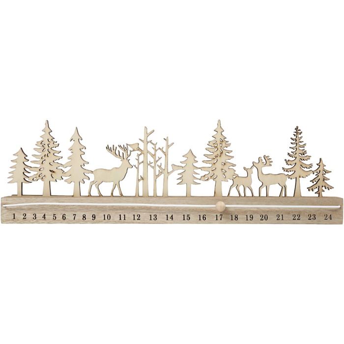 Cuenta atrás de Adviento, A: 12 cm, L. 40 cm, A: 3,6 cm, 1 ud