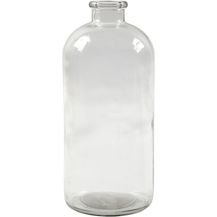 Botella de cristal, A: 24,5 cm, dia 10,5 cm, medida agujero 2,6 cm, 6 ud/ 1 paquete