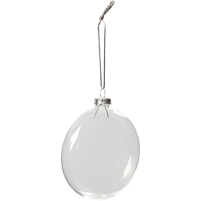 Ornamento de cristal plano, dia 8 cm, grosor 2,1 cm, 6 ud/ 1 paquete