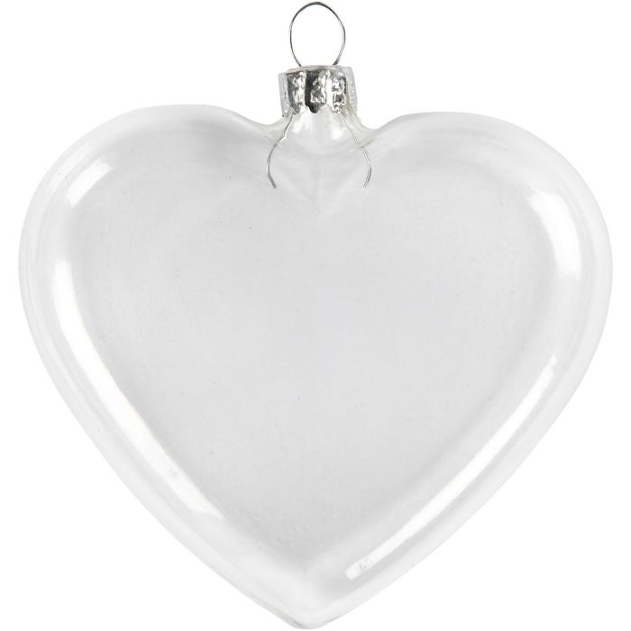 Corazón de cristal plano, A: 9 cm, A: 7.8 cm, grosor 2,1 cm, 6 ud/ 1 paquete