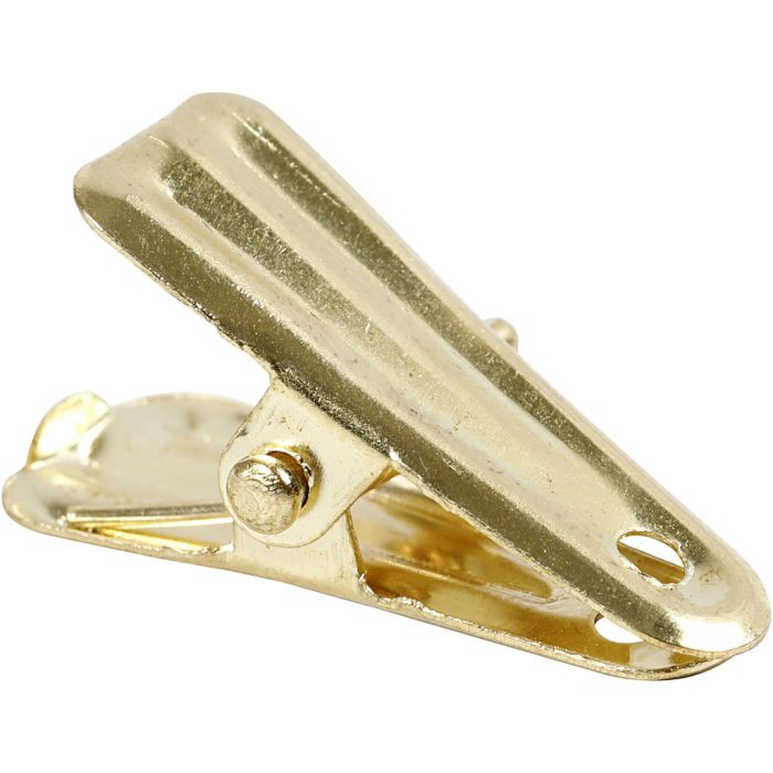 Pinzas decorativas, L. 27 mm, A: 14 mm, dorado, 10 ud/ 1 paquete