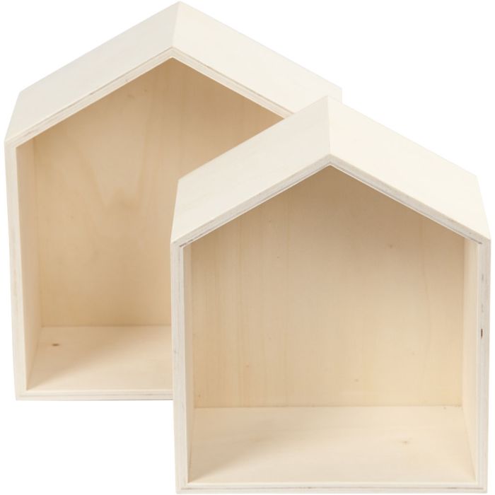 Cajas de almacenamiento, Casas, A: 22,5+25 cm, P: 12,5 cm, A: 19,5+22,5 cm, 2 ud/ 1 set