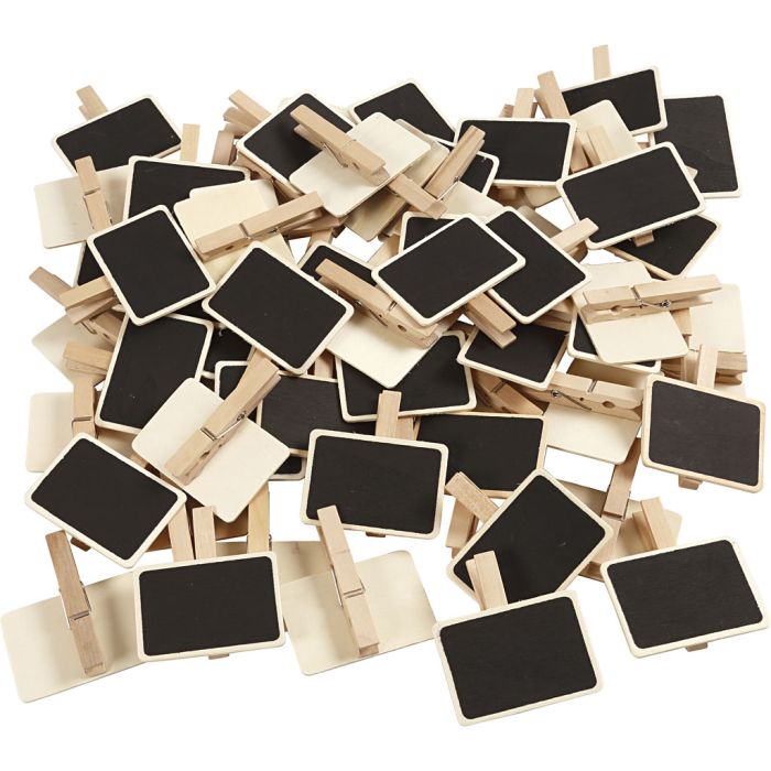Pinza de ropa con mini pizarra, medidas 6,8x4,7 cm, 100 ud/ 1 paquete