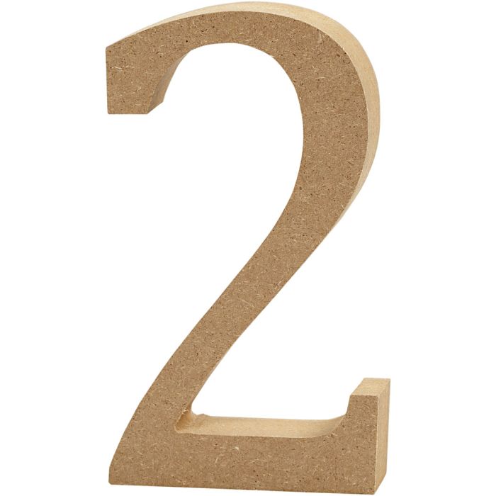 Número, 2, A: 13 cm, grosor 2 cm, 1 ud