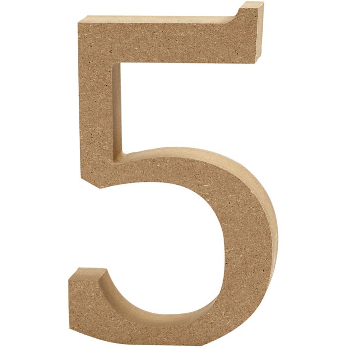Número, 5, A: 13 cm, grosor 2 cm, 1 ud