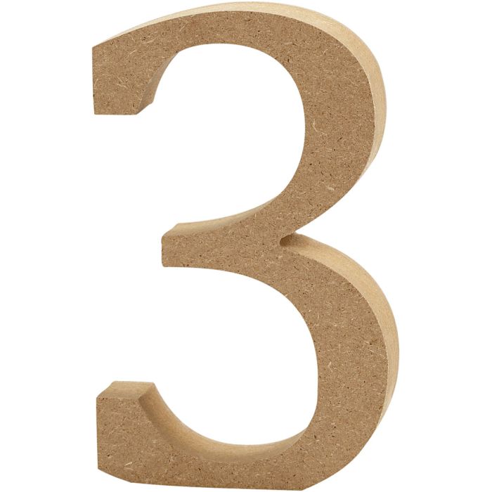 Número, 3, A: 8 cm, grosor 1,5 cm, 1 ud