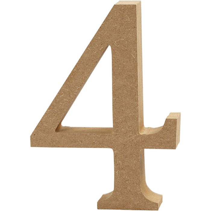 Número, 4, A: 8 cm, grosor 1,5 cm, 1 ud