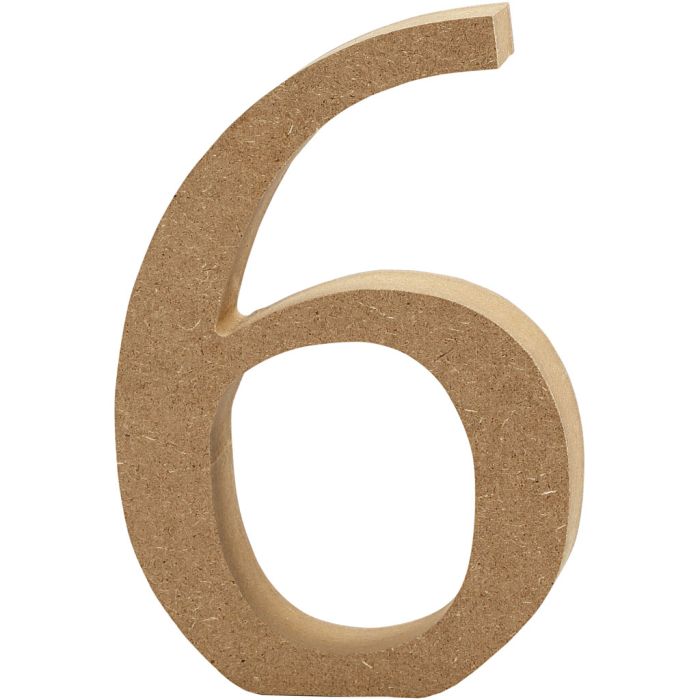 Número, 6, A: 8 cm, grosor 1,5 cm, 1 ud