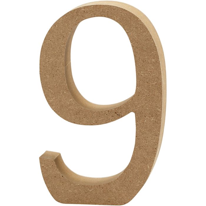 Número, 9, A: 8 cm, grosor 1,5 cm, 1 ud