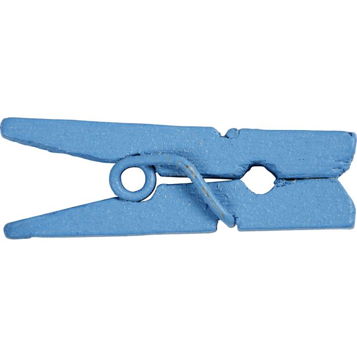 Mini pinza de ropa, L. 25 mm, A: 3 mm, azul, 36 ud/ 1 paquete