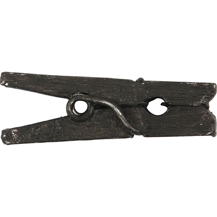 Mini pinza de ropa, L. 25 mm, A: 3 mm, negro, 36 ud/ 1 paquete