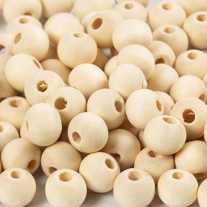 cuentas de madera, dia 8 mm, medida agujero 2 mm, 100 ud/ 1 paquete
