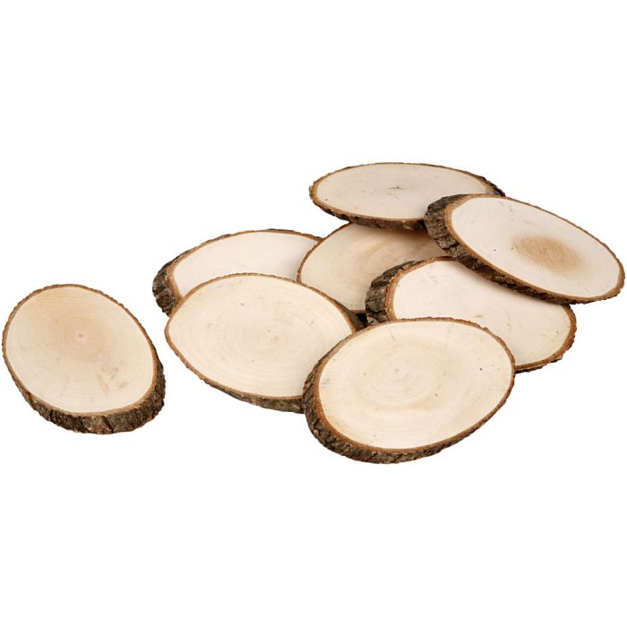 Rodaja de madera, medidas 11x7,5 cm, grosor 8 mm, 12 ud/ 1 paquete