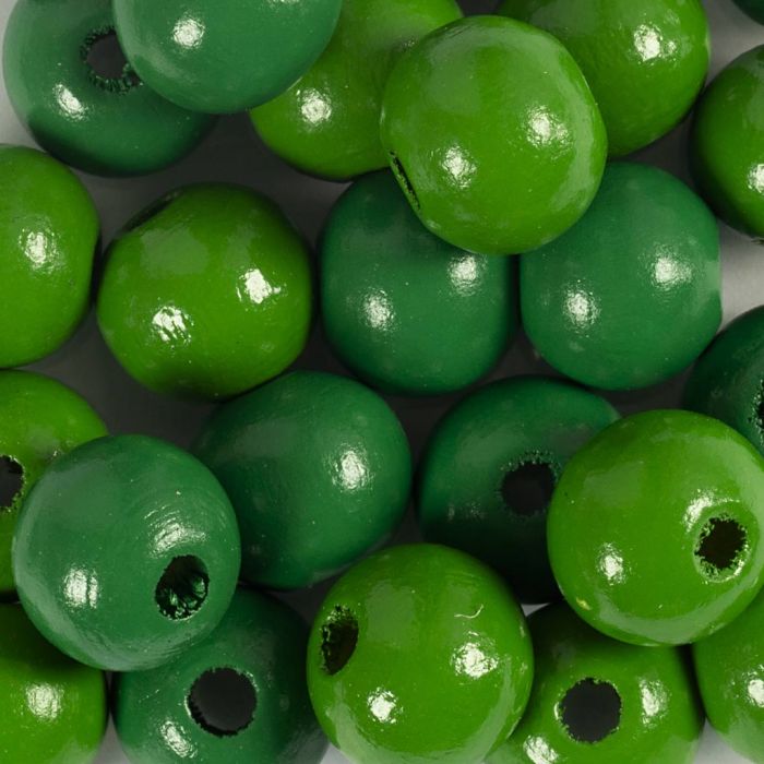 Cuentas de Madera, dia 12 mm, medida agujero 3 mm, verde, 50 ud, 44 gr/ 1 paquete