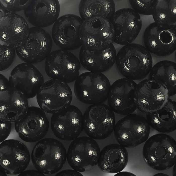 Cuentas de Madera, dia 8 mm, medida agujero 2 mm, negro, 50 ud/ 1 paquete