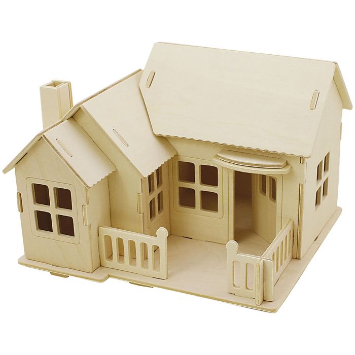 Figura de Construcción 3D, casa con terraza, medidas 19x17,5x15, 1 ud