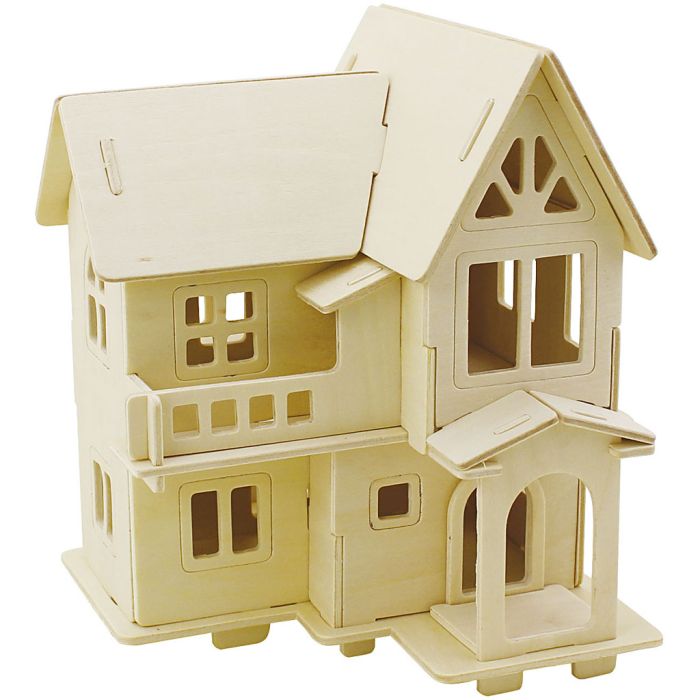 Figura de Construcción 3D, casa con balcón, medidas 15,8x17,5x19,5, 1 ud