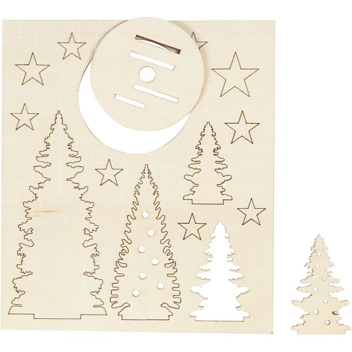 Figuras de madera, Árboles de Navidad, L. 20 cm, A: 17 cm, grosor 3 mm, 1 paquete