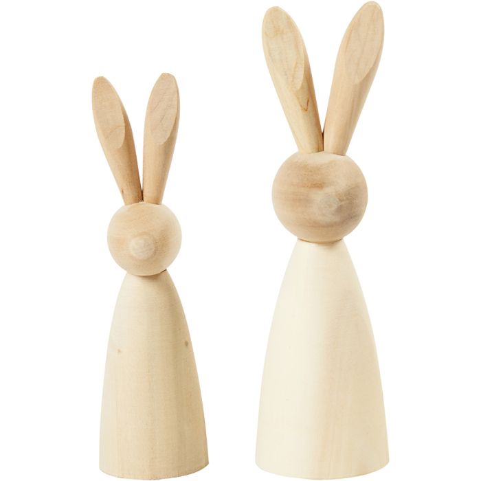 Conejos de madera, A: 12+14 cm, P: 3,5+4 cm, 2 ud/ 1 paquete