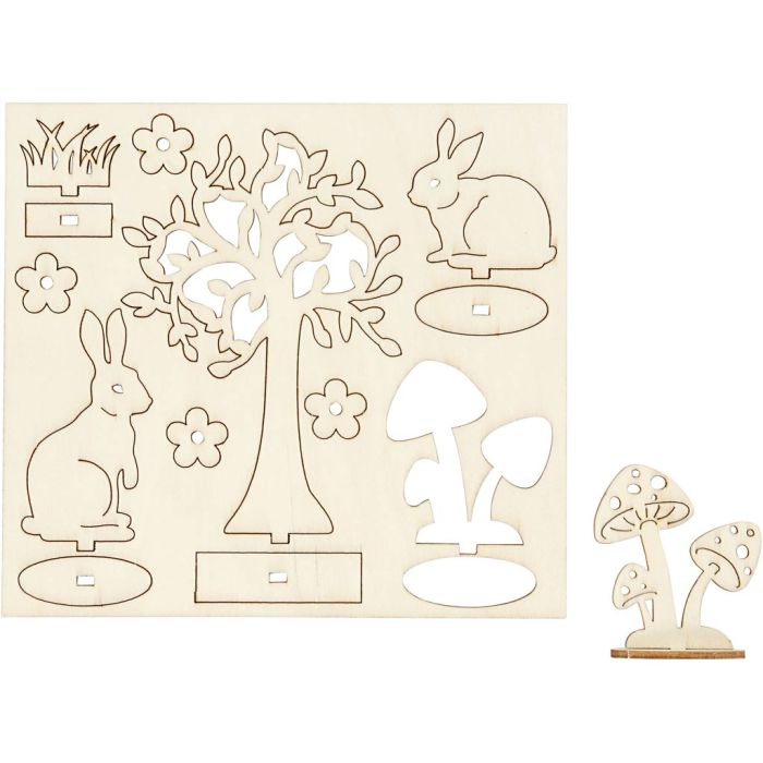 Figuras de madera, L. 15,5 cm, A: 17 cm, grosor 3 mm, 1 paquete