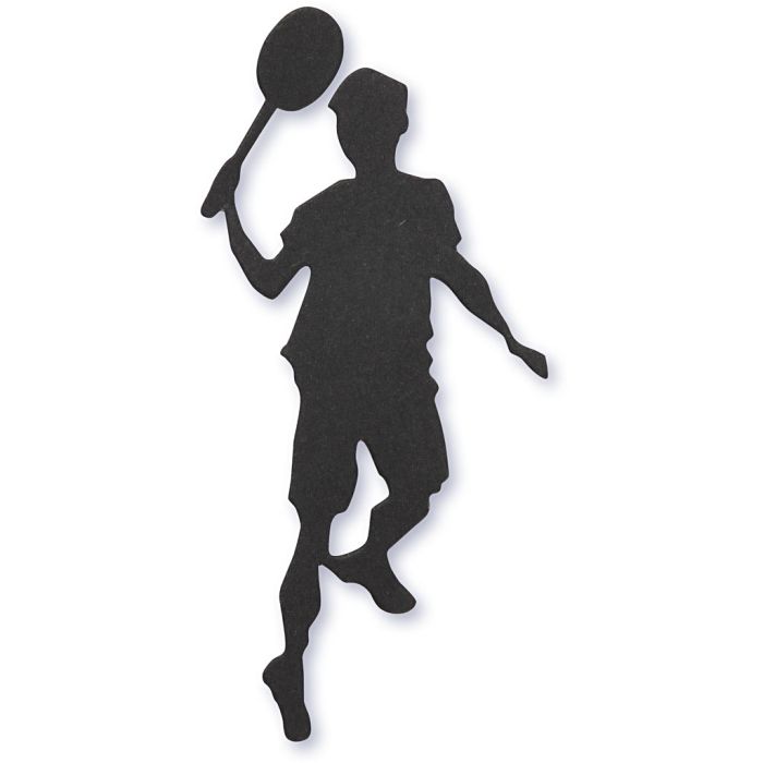 Emblema de cartón, Jugador de bádminton, medidas 40x90 mm, negro, 10 ud/ 1 paquete