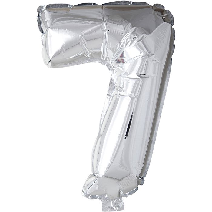 Globo foil, número 7, A: 41 cm, plata, 1 ud