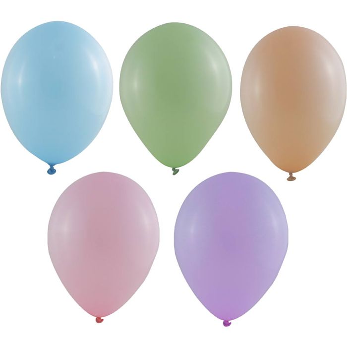 Globos, medidas 23 cm, redondo, colores pastel, 100 ud/ 1 paquete