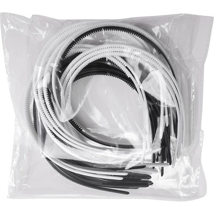 Diademas, A: 8 mm, negro, blanco, 20 ud/ 1 paquete