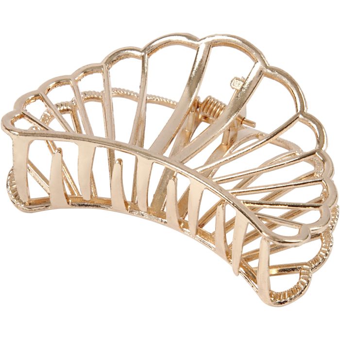Clips de pelo, L. 80 mm, A: 52 mm, dorado/plateado, 1 ud