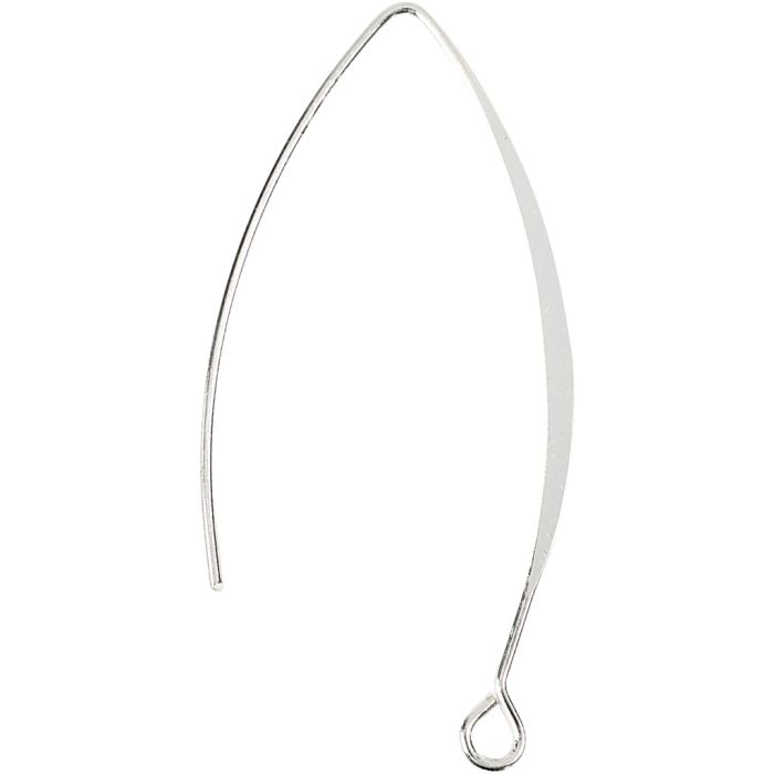 Pendiente, A: 42 mm, medida agujero 2 mm, plateado, 4 ud/ 1 paquete