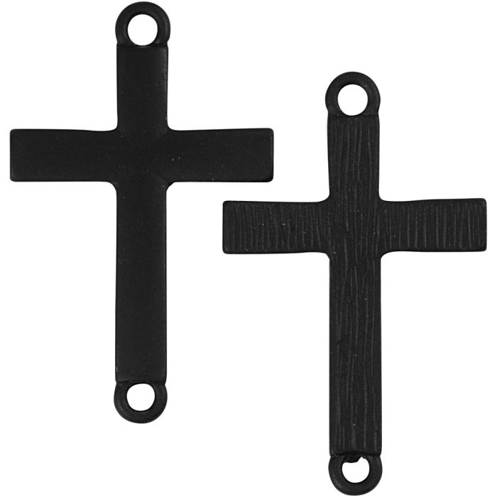 Cruz, medidas 20x30 mm, medida agujero 2 mm, negro, 4 ud/ 1 paquete
