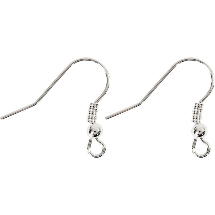 Pendientes de Gancho, L. 18 mm, plateado, 10 ud/ 1 paquete