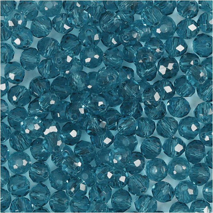 Perlas Facetadas, dia 4 mm, medida agujero 1 mm, turquesa, 45 ud/ 1 paquete