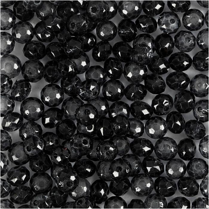 Perlas Facetadas, dia 4 mm, medida agujero 1 mm, gris, 45 ud/ 1 paquete