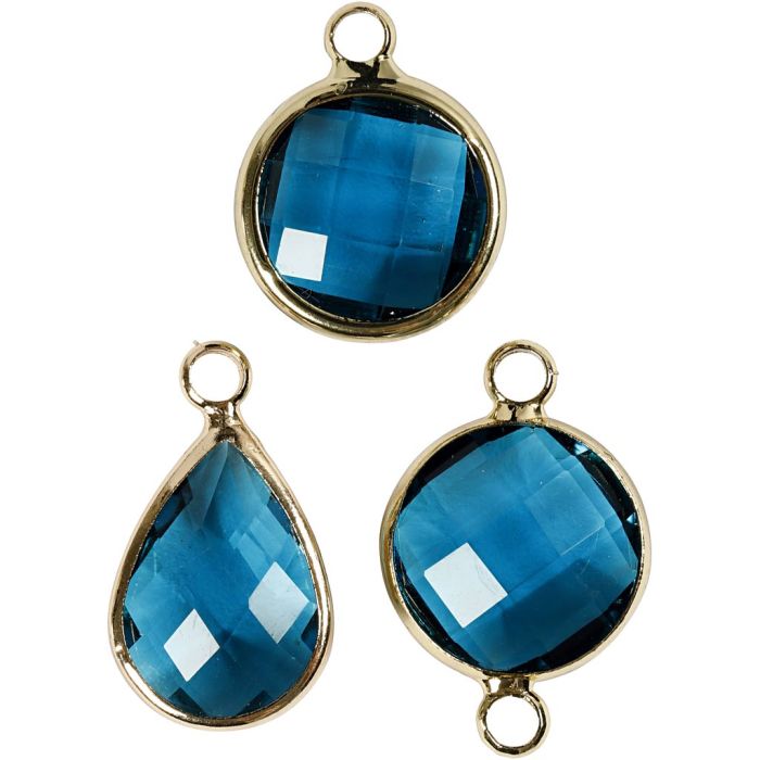 Colgante de joyería, A: 15-20 mm, medida agujero 2 mm, turquesa, 6 ud/ 1 paquete