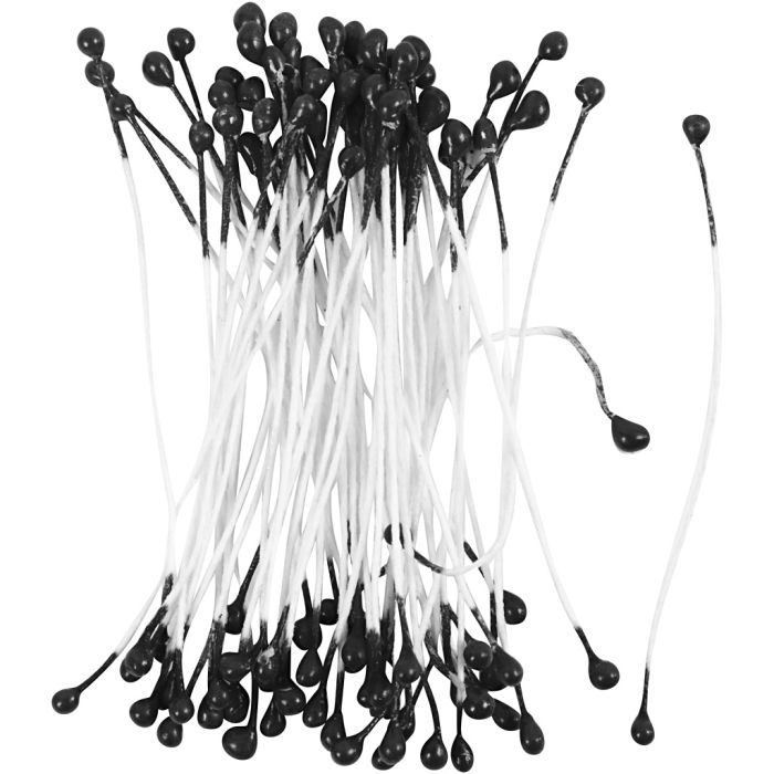Estambres de Flores, L. 6,4 cm, dia 2 mm, negro, 100 ud/ 1 paquete