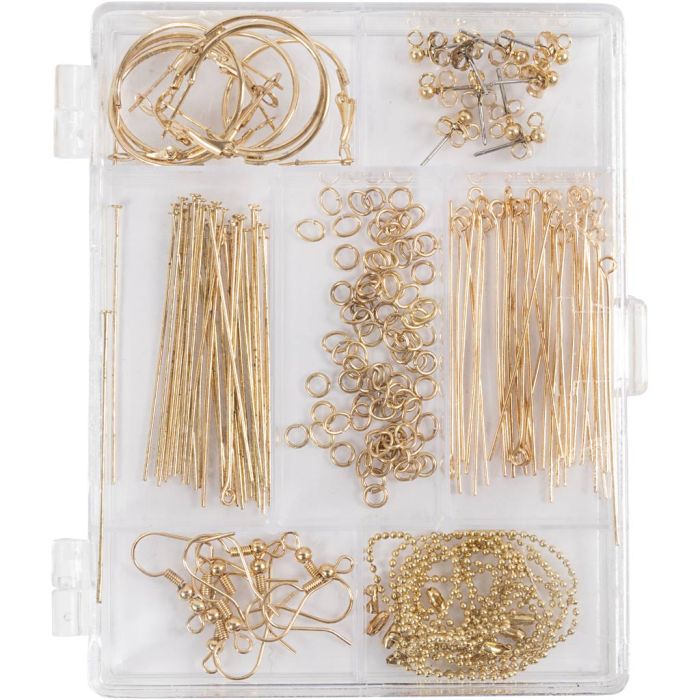 Kit Básico de Joyería, ca. 175 ud, dorado/plateado, 1 set