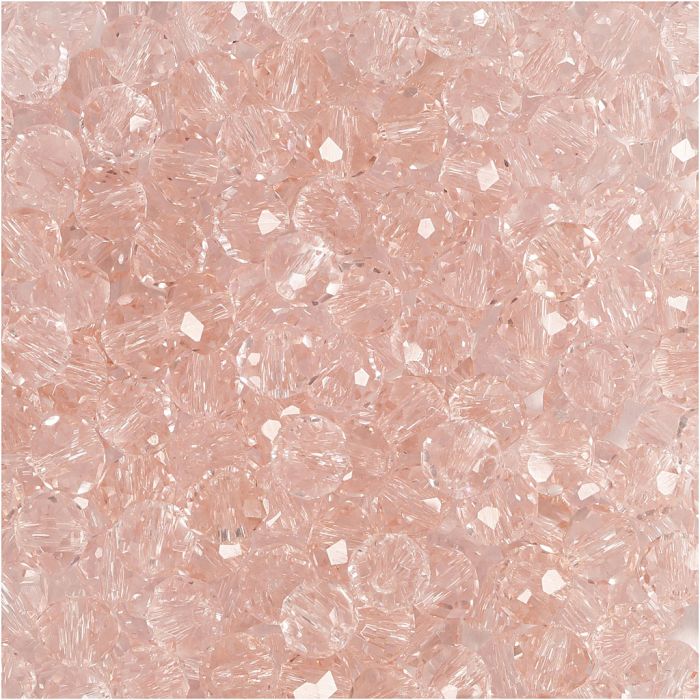 Perlas Facetadas, medidas 3x4 mm, medida agujero 0,8 mm, rosado, 100 ud/ 1 paquete