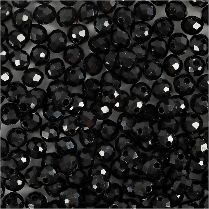 Perlas Facetadas, medidas 3x4 mm, medida agujero 0,8 mm, negro metálico, 100 ud/ 1 paquete