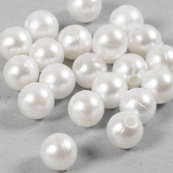 Perlas de Cera, dia 8 mm, medida agujero 2,3 mm, madre perla, 22 ud/ 1 paquete