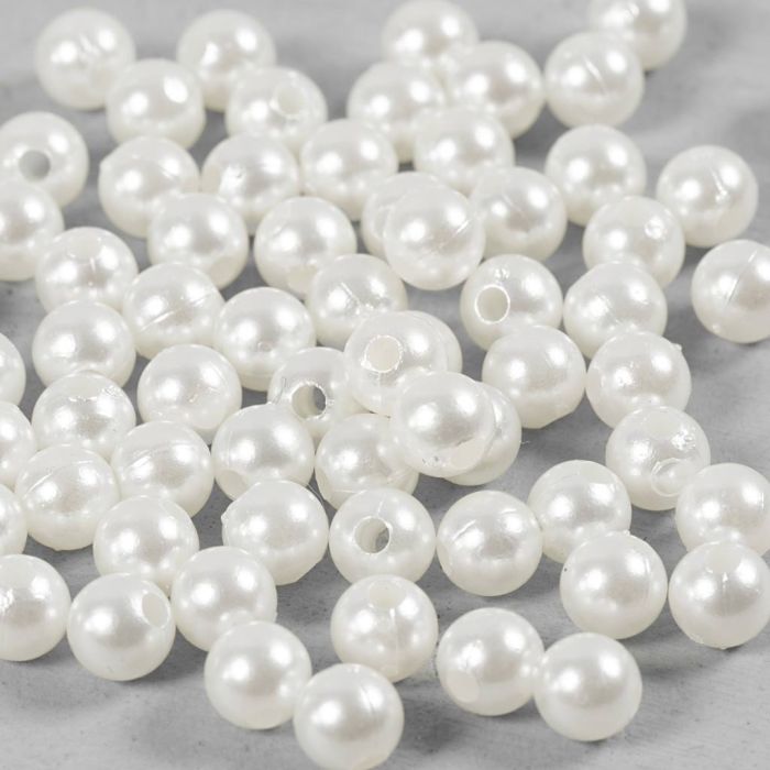 Perlas de Cera, dia 6 mm, medida agujero 1,9 mm, madre perla, 65 ud/ 1 paquete
