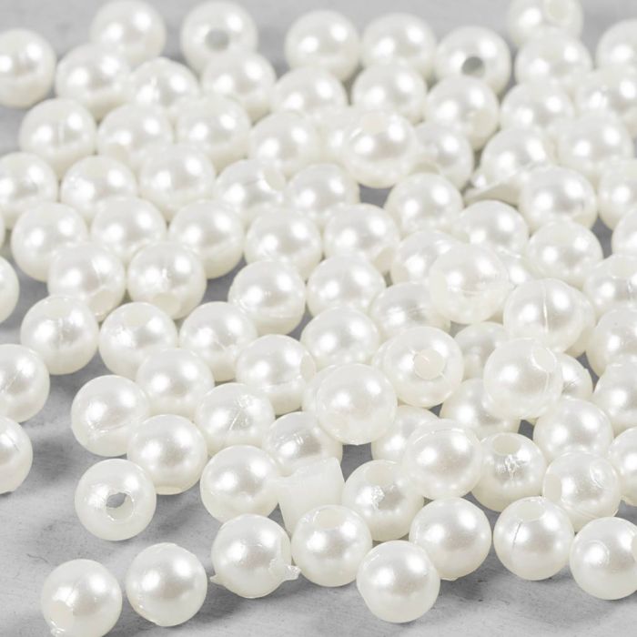 Perlas de Cera, dia 5 mm, medida agujero 1,7 mm, madre perla, 110 ud/ 1 paquete