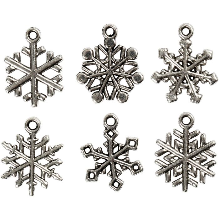 flor de nieve, A: 20 mm, medida agujero 1,5 mm, plata antigua, 18 stdas/ 1 paquete