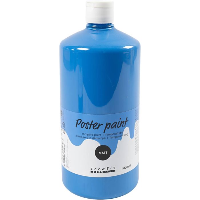 Pintura Témpera Mate, azul primario, 1000 ml/ 1 botella