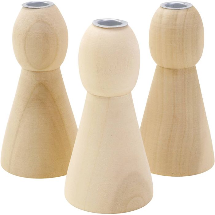 Portavelas de madera cónica, A: 9,5 cm, 10 ud/ 1 paquete