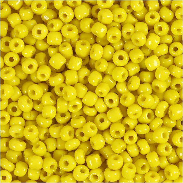Cuentas de semillas de Rocaille, dia 3 mm, medidas 8/0, medida agujero 0,6-1,0 mm, amarillo, 25 gr/ 1 paquete