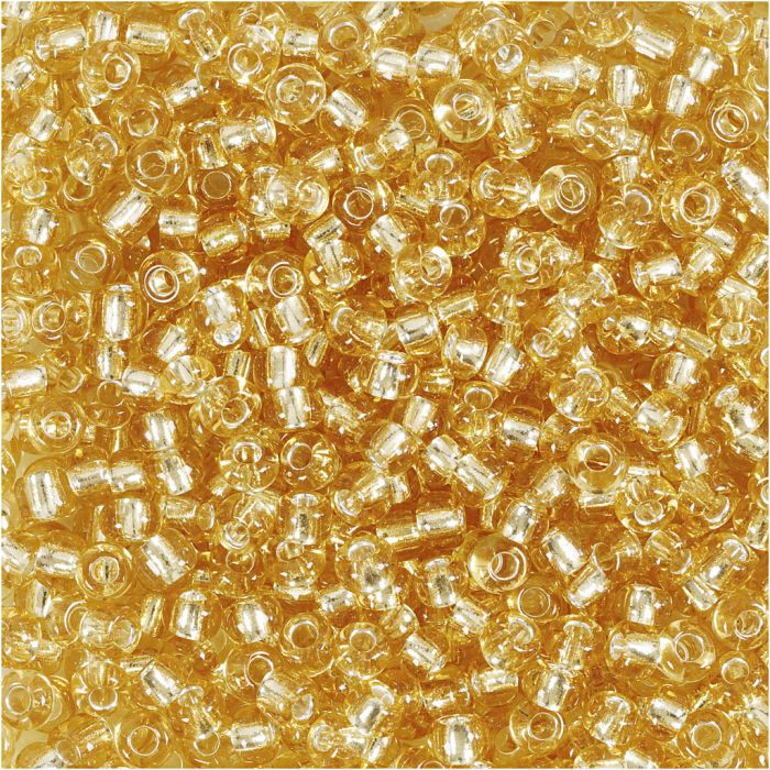 Cuentas de semillas de Rocaille, dia 3 mm, medidas 8/0, medida agujero 0,6-1,0 mm, dorado, 25 gr/ 1 paquete