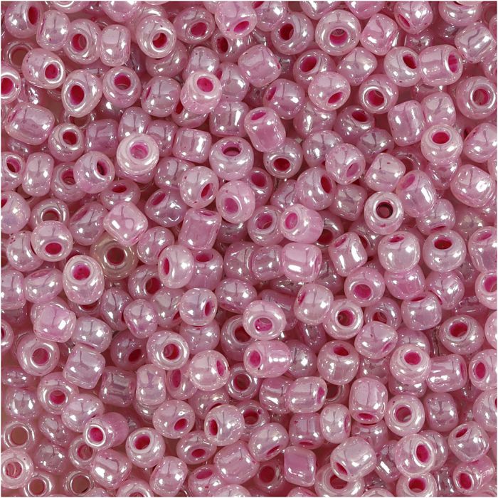 Cuentas de semillas de Rocaille, dia 3 mm, medidas 8/0, medida agujero 0,6-1,0 mm, rosa, 25 gr/ 1 paquete